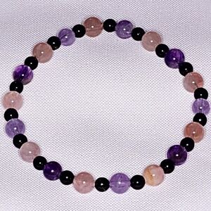 Genuine crystal stretch bracelet Rose Quartz , Amethyst , Onyx gemstones🔮